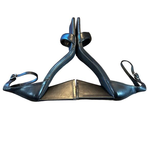 Bar III Appel Square Toe Angular Heels Black Ankle Straps  NEW Size 10 - Picture 8 of 10